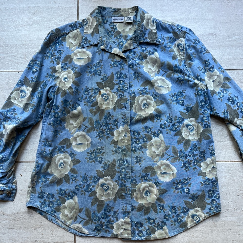 Vintage Floral Denim Shirt – Cabin Creek 100% Cotton